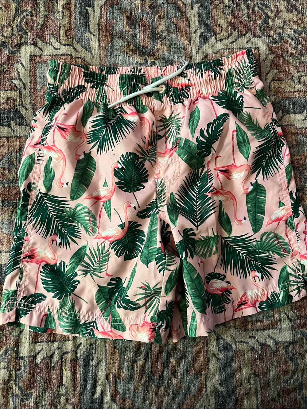 Boys Old Navy Pink Flamingo Swimming Trunks, Size 10/12